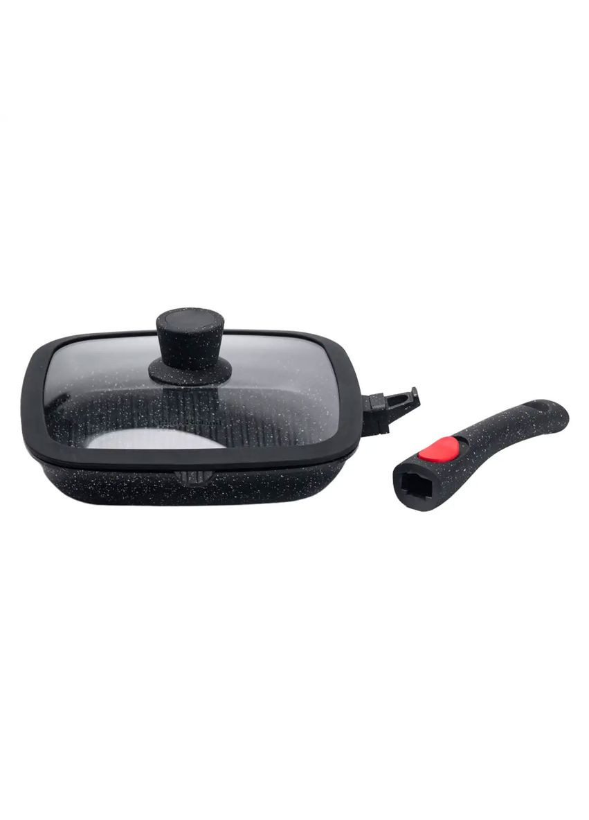 Алюминиевая сковорода-гриль 29 см с квадратной стеклянной крышкой HP33546 Haus Roland (353505159)