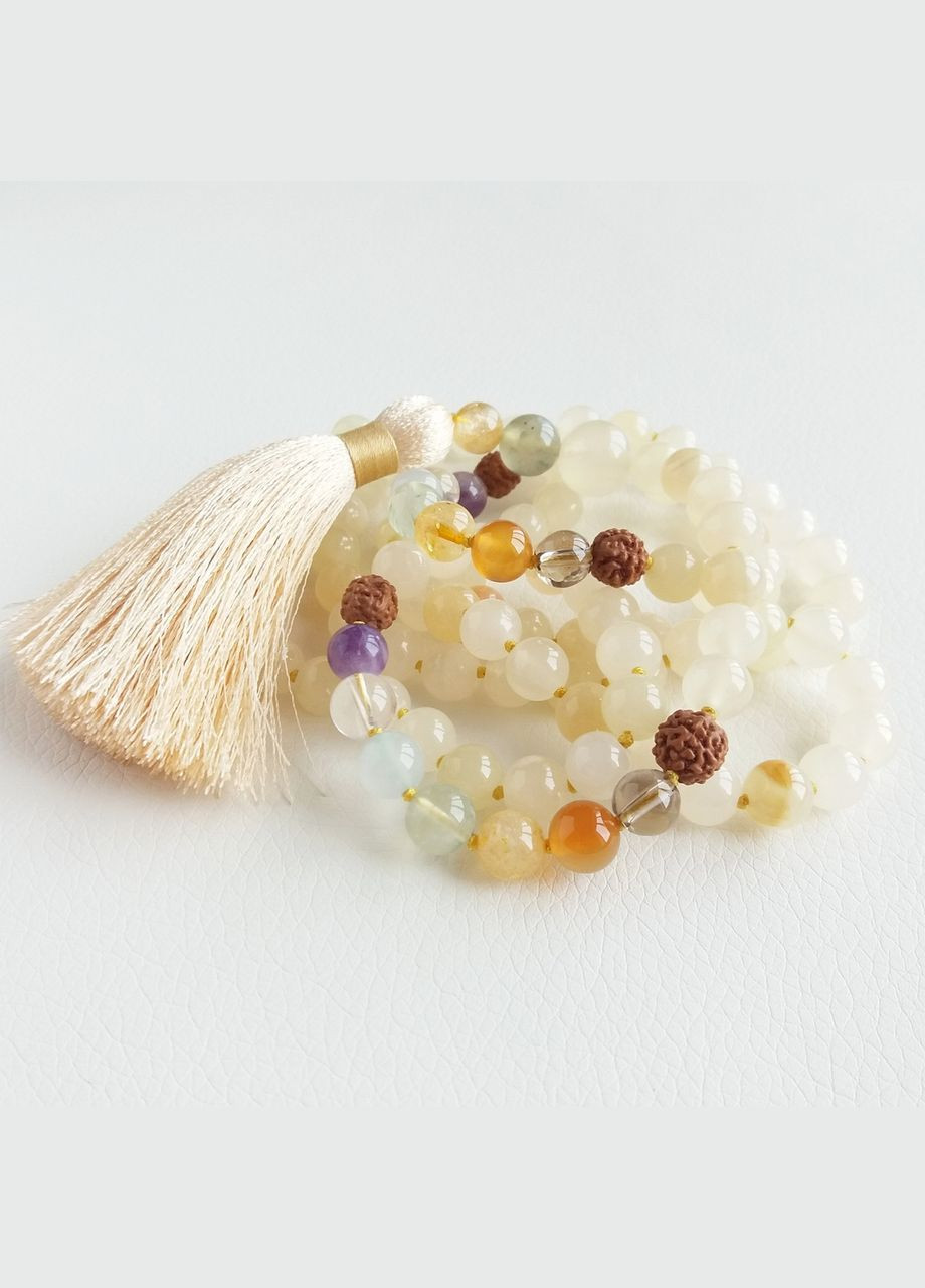 Четки 7 чакр + Мраморный оникс 108 бусин с узлами d 8мм No Brand (331293562)