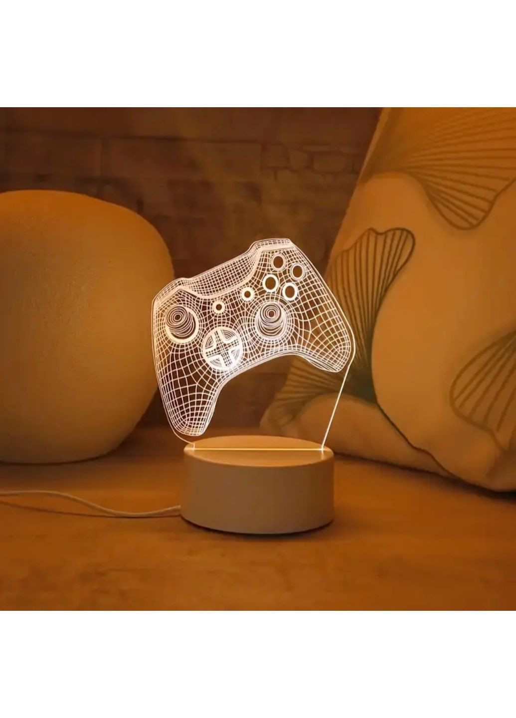 3D LED нічник "Геймпад" з підсвіткою — ідеальний подарунок для геймера Білий No Brand (355794653)