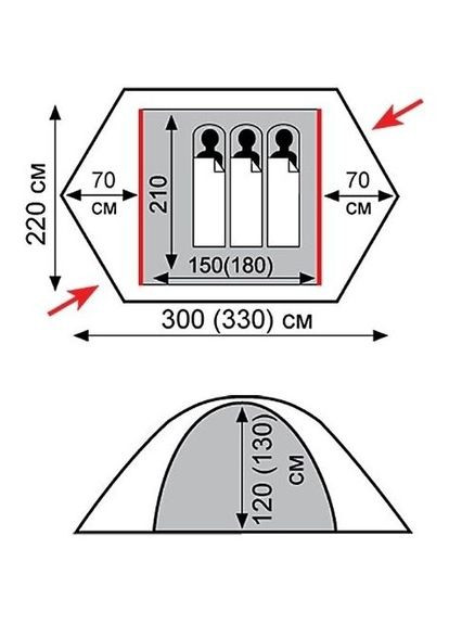 Намет ROCK 3 (V2) сірий/червоний (TRT-028) (TRT-028) Tramp (315518468)