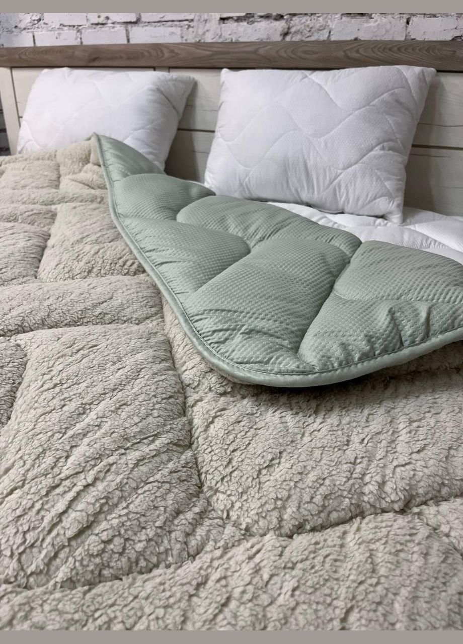 Ковдра хутряна євро 200х210 см Бежевий з м'ятним (П4К-Al-hutr-kovdra-002-02) No Brand (308754740)