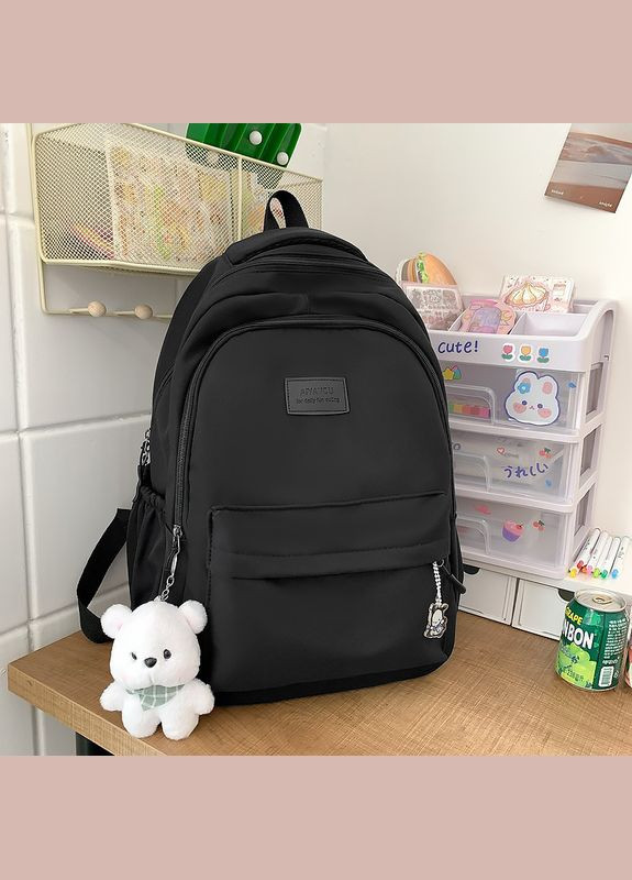 Рюкзак 633227 Black 20-35L з брелоком підлітковий чорний 19шт Lesko (352012698)