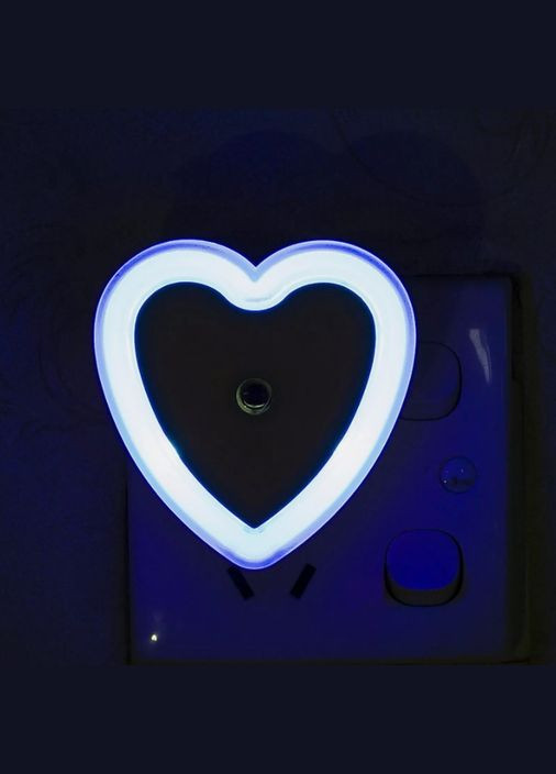 Неоновий светильник ночник Сердце с датчиком света DL в розетку синий Led (307471450)