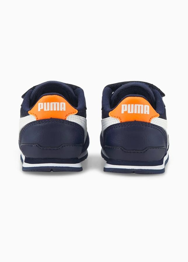 Синій всесезон кросівки kids st runner v3 mesh peacoat/white/vibrant orange р. 6/22/14.5см Puma