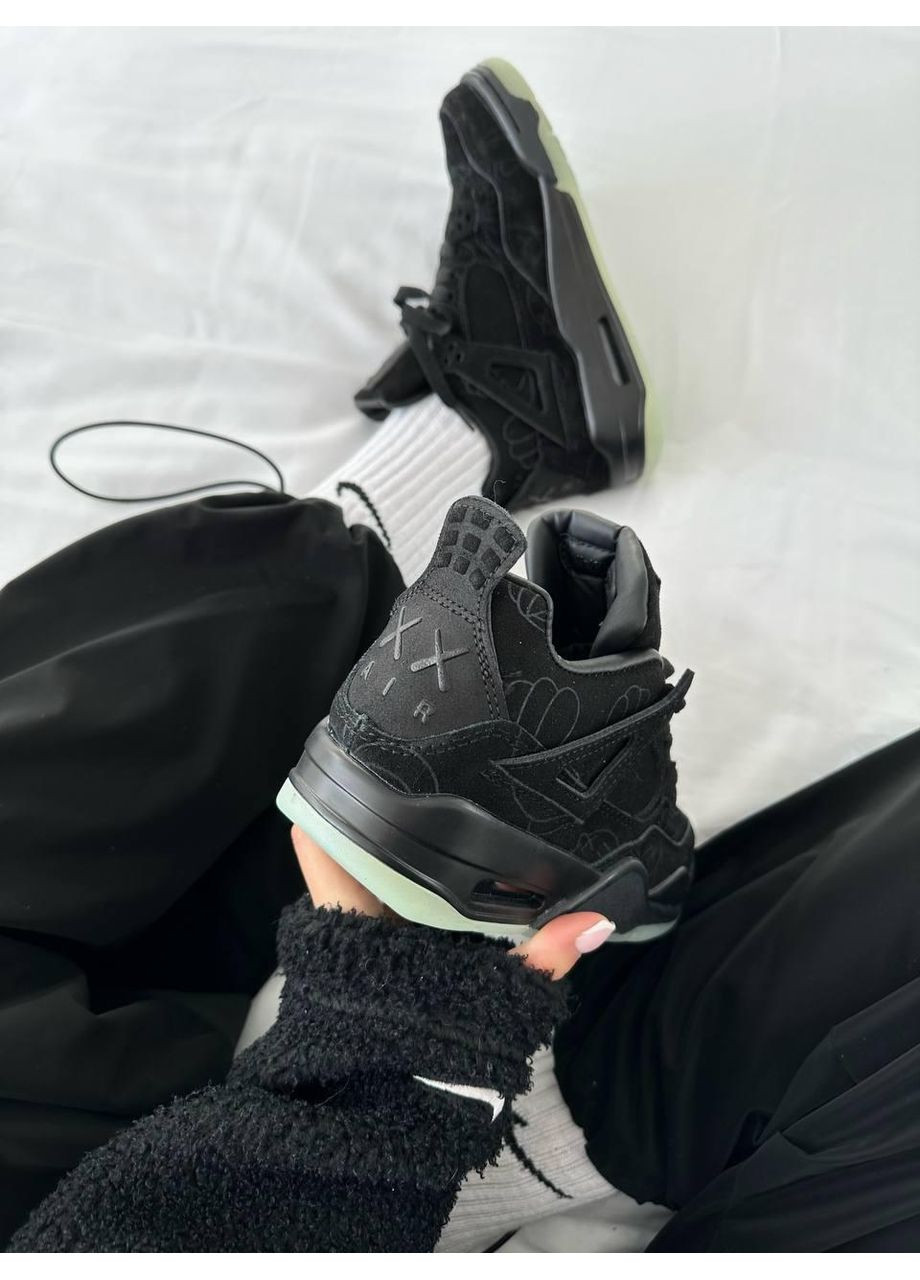 Чорні Осінні кросівки чоловічі nike air jordan 4 x kaws black найк аір джордан No Brand