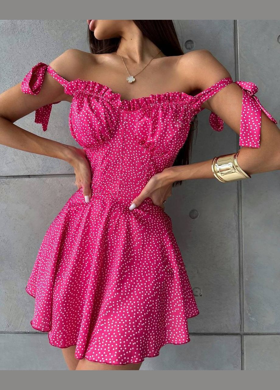 Рожева жіноча сукня-комбінезон у горошок No Brand в горошок