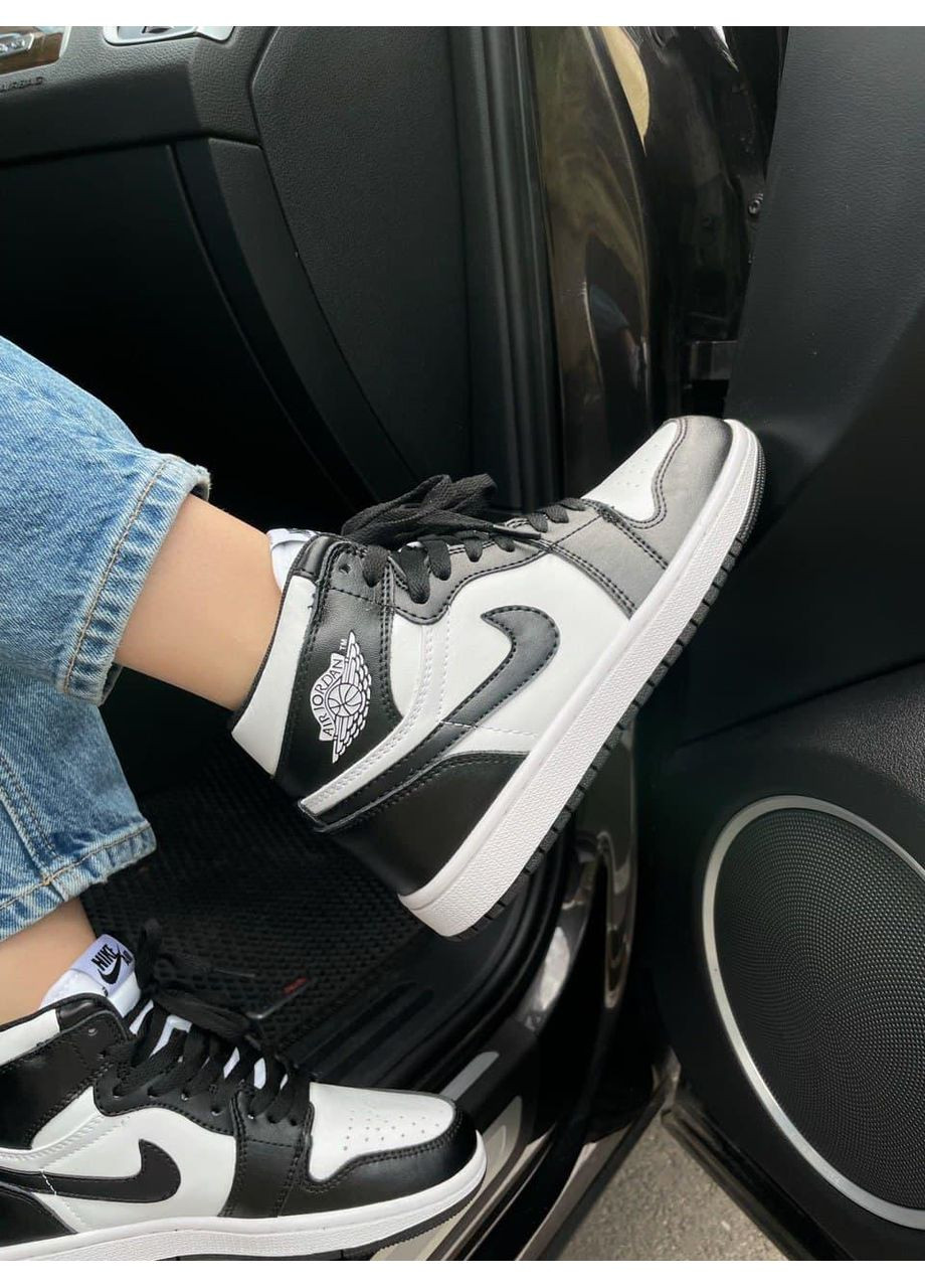 Черные демисезонные кроссовки мужские nike air jordan 1 retro mid black white найк аир джордан No Brand