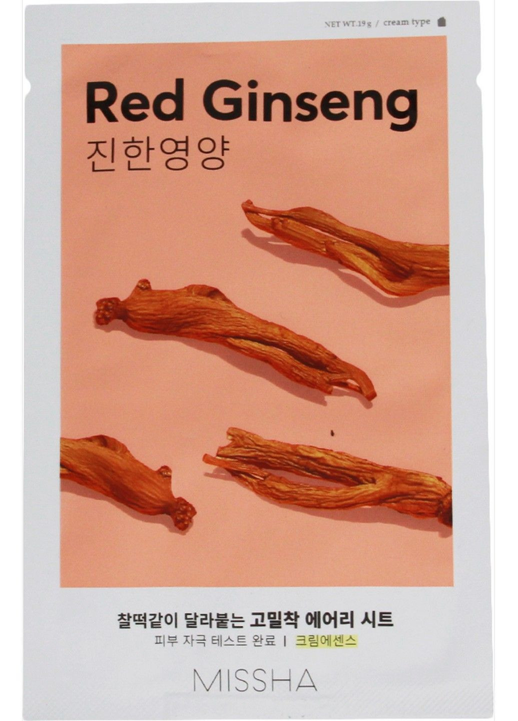 Маска для обличчя Червоний женьшень Airy Fit Red Ginseng 19 г MISSHA (278048672)