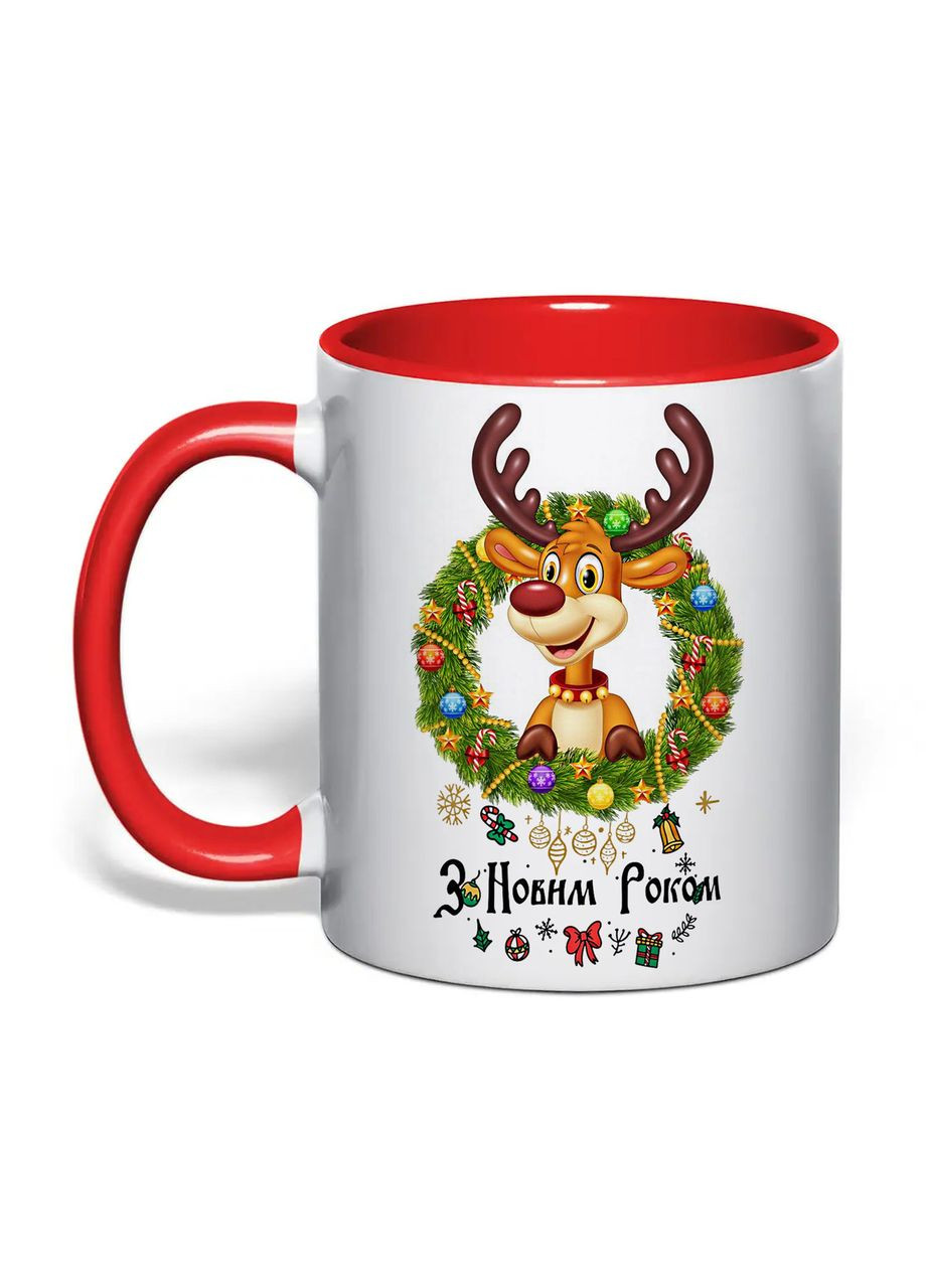 Чашка з друком "З Новим роком" №2 330 мл (колір червоний) (34637) No Brand (370569350)