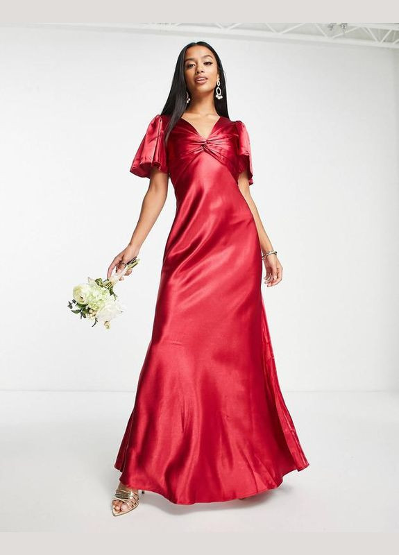 Малиновое платье макси атласно Little Mistress