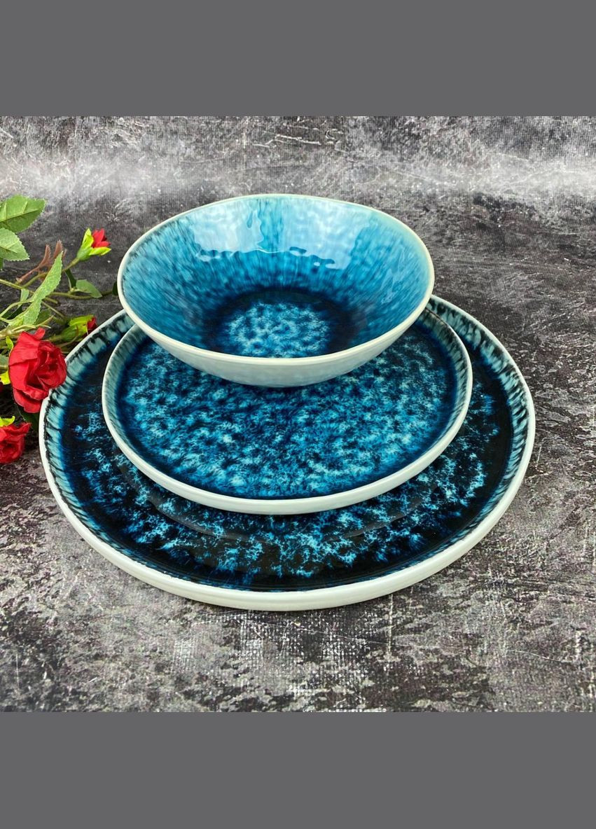 Тарілка Тотем JM-1534-Т 27 см блакитна Olens (347229495)