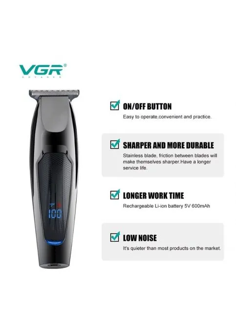 Машинка для стрижки волосся тример VGR V-070 з USB та індикатором зарядки No Brand (402276653)