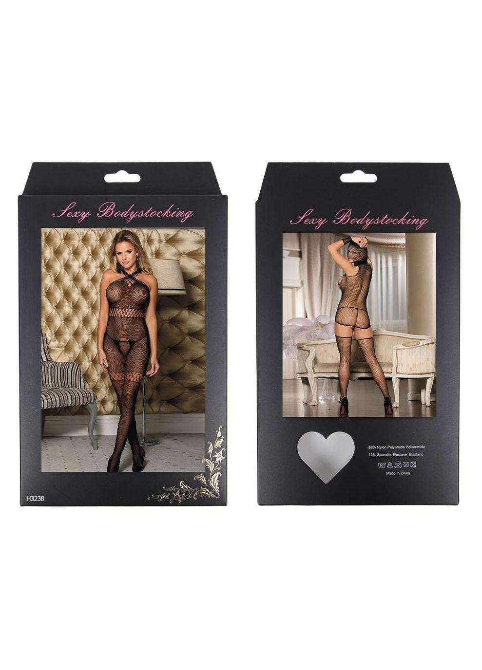 Комбинезон прозрачный с декоративными переплетениями и открытым доступом, Star Night чёрный