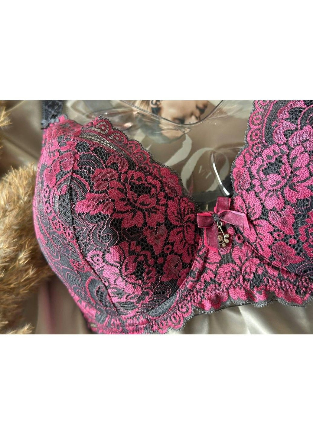 Розовый бюстгальтер розовый с серым Lanny Mode