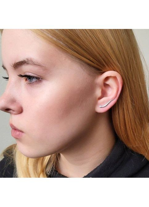 Серебряные серьги каффы без камней Палочка серебро 925 пробы Родированное вс683р 1.06г Nobrand (364653502)