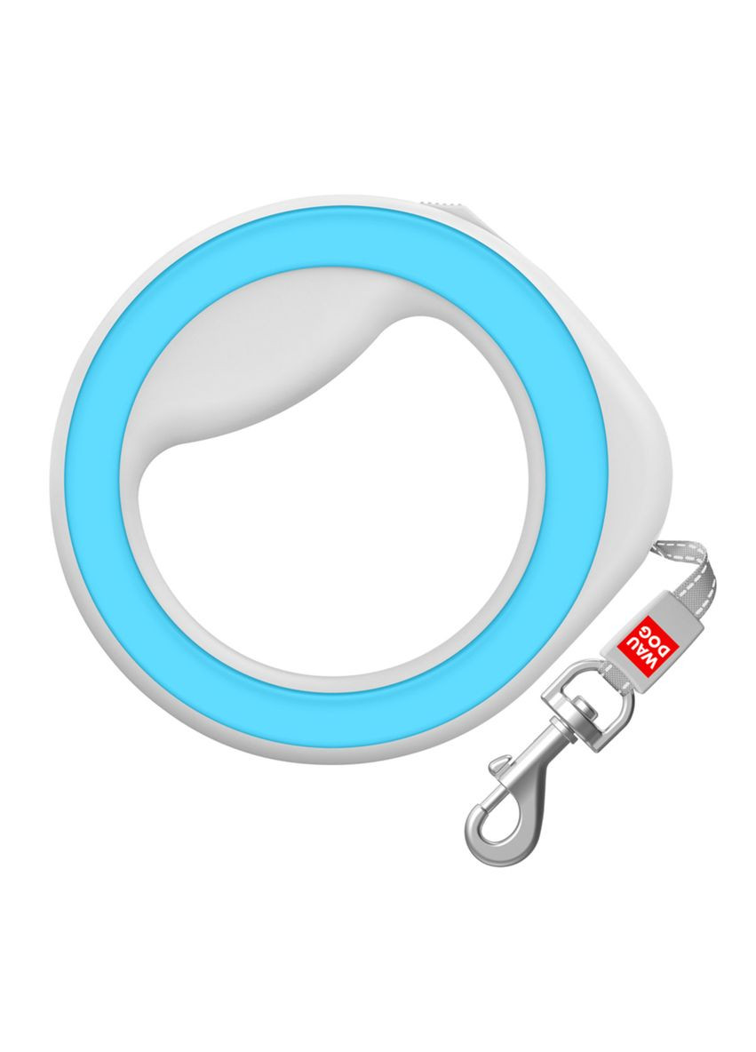 Повідець-рулетка для собак R-leash Кругла XS-M до 40 кг 29 м світловідбивна стрічка Блакитний WAUDOG (322528039)