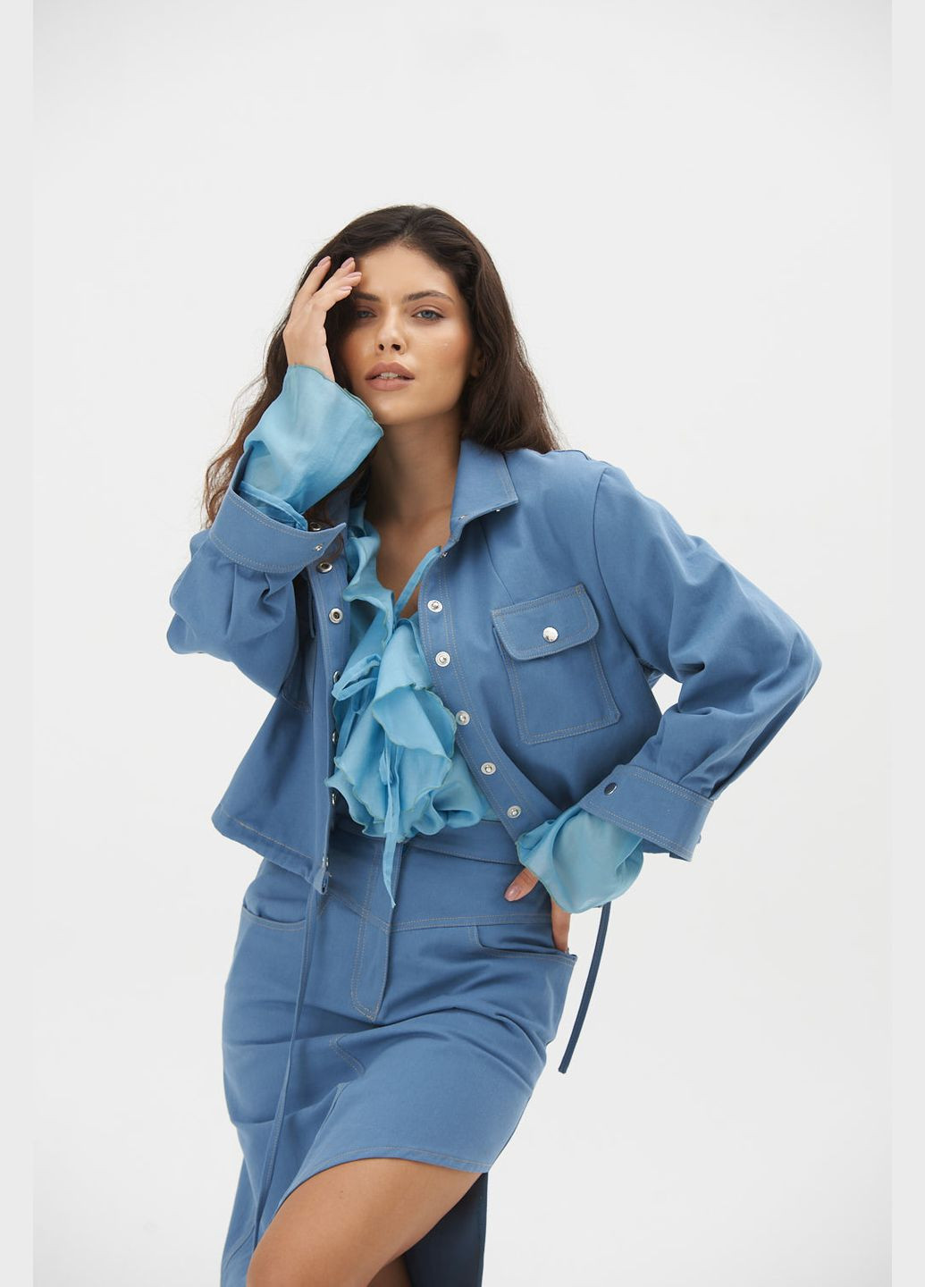 Синий женский жакет BRIOLLI однотонный - демисезонный