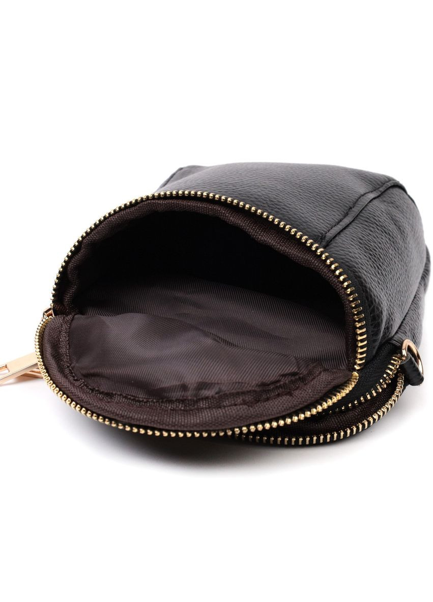 Небольшая сумка интересного формата из мягкой натуральной кожи 22338 Черная Vintage (329146649)