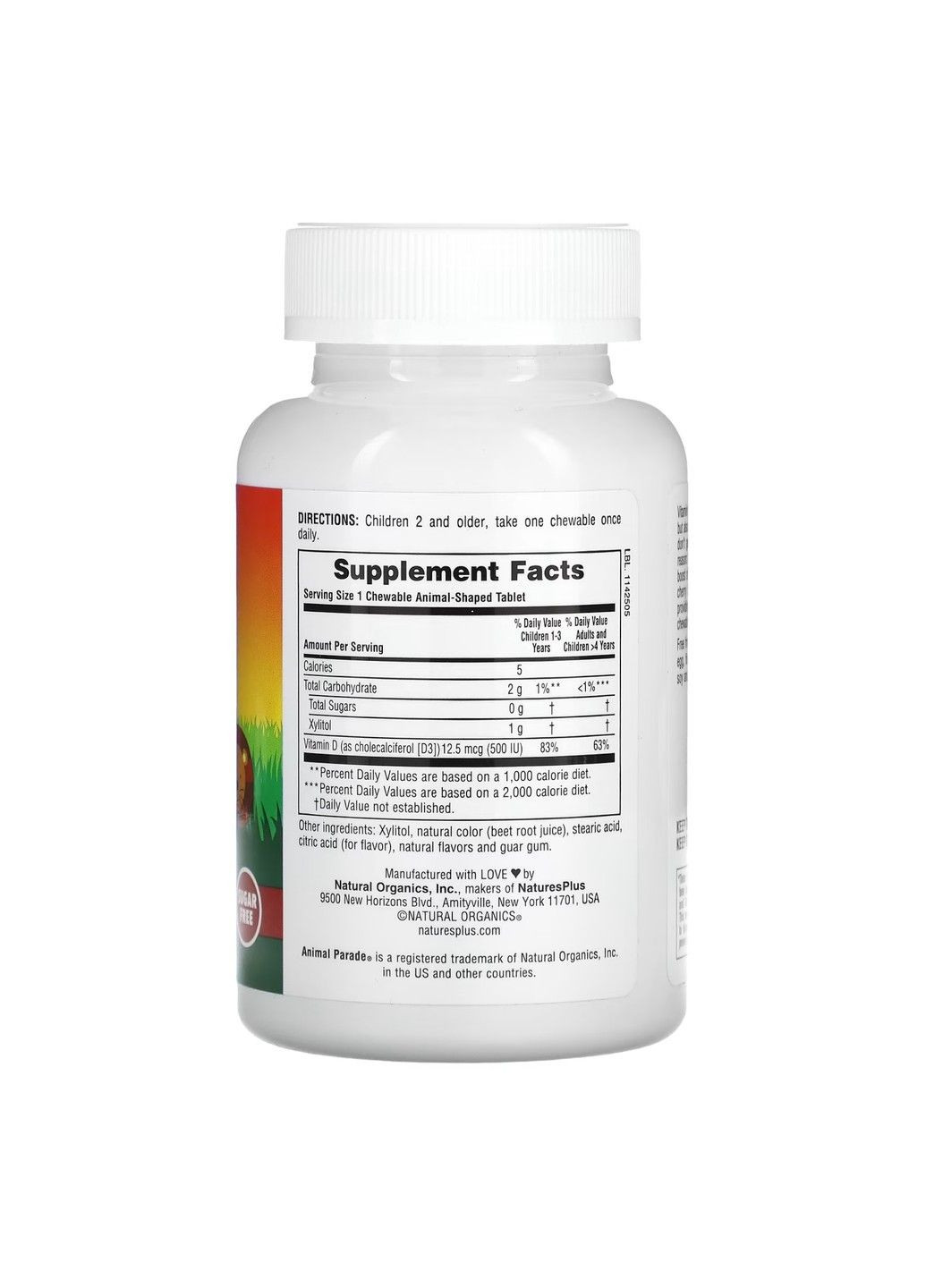 Вітамін Д-3 для Дітей без цукру Vit D3 Chewable - 90 жувальні таб Nature's Plus (282927583)