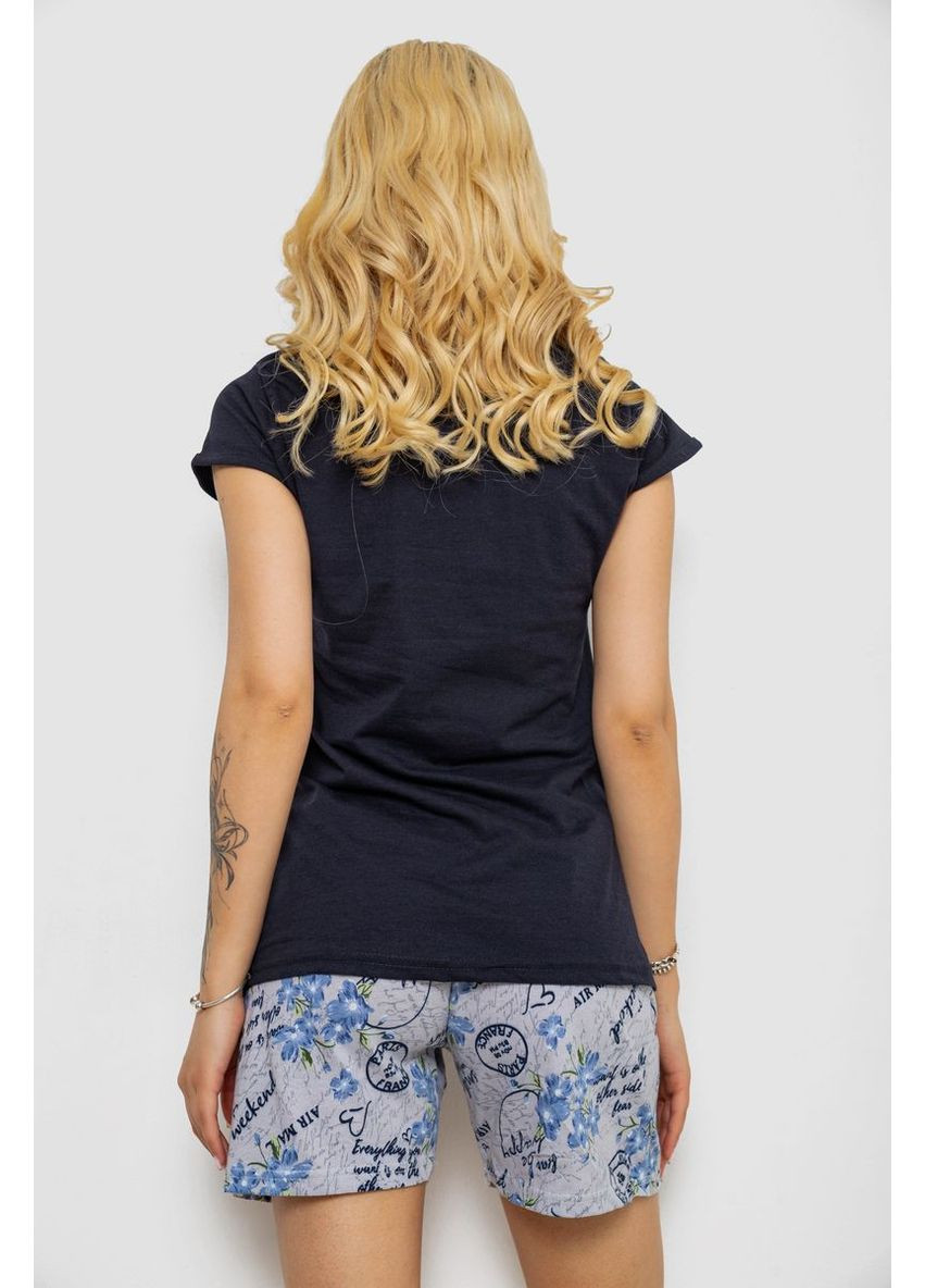 Темно-синяя всесезон пижама женская с принтом, 243r3056 Ager