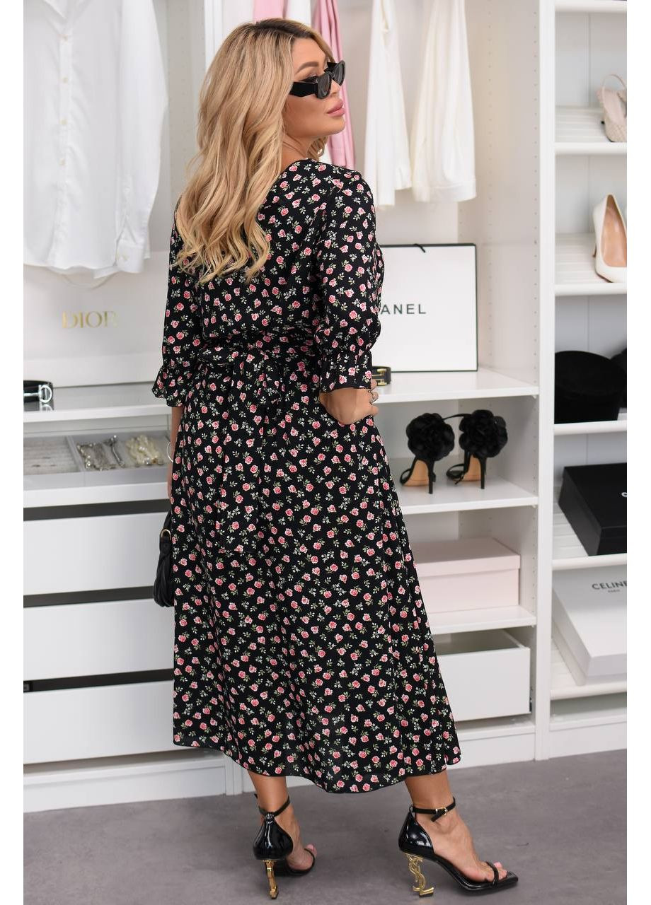 Чорна повсякденний, кежуал жіноча сукня міді а-силует Style Point однотонна