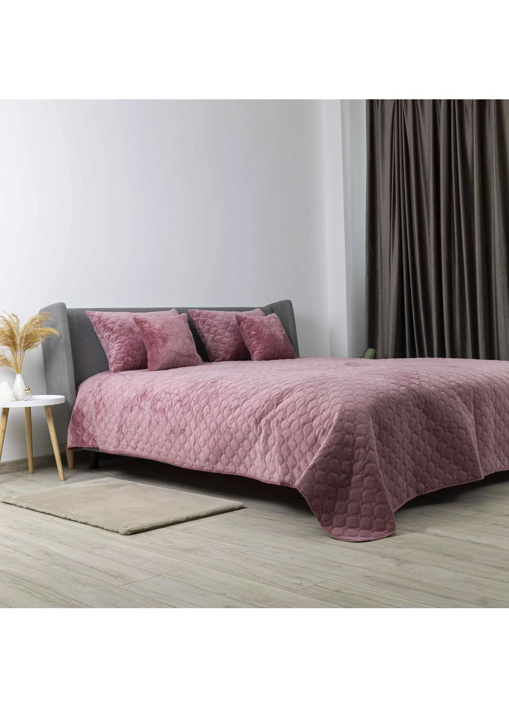Полуторне велюрове покривало 150*210 см Темно-рожеве (24130150210) ТЕП (364503569)