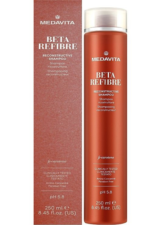 Восстанавливающий шампунь для поврежденных волос Beta Refibre Recontructive Shampoo 1250ml (1176444-188897) Medavita (368865877)