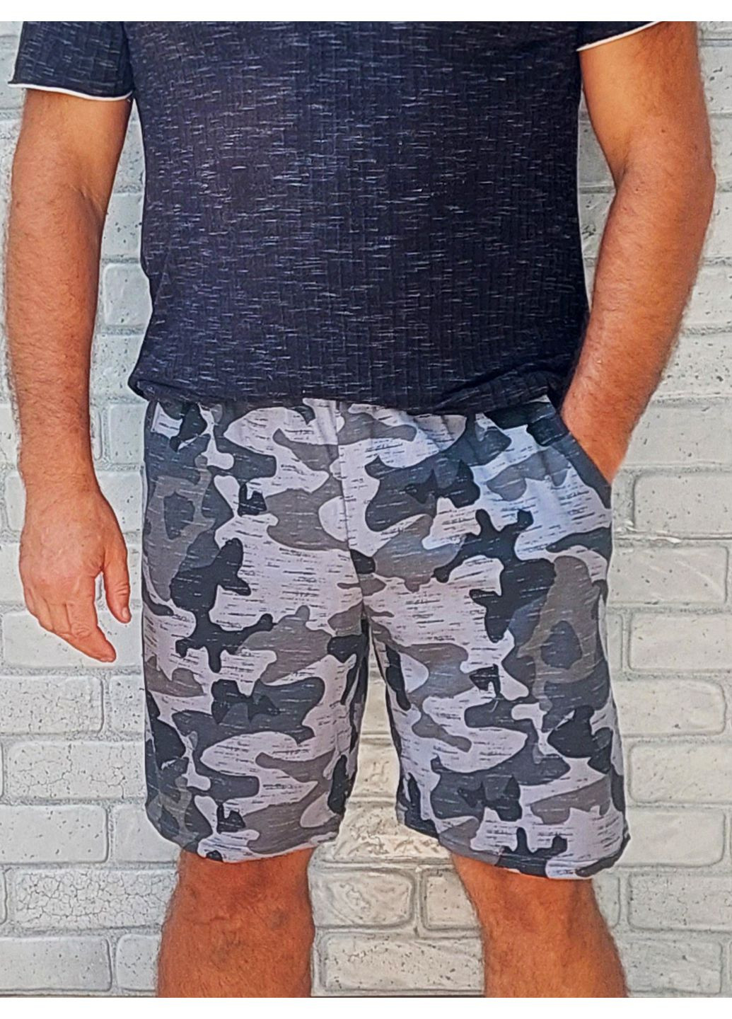 Літні чоловічі шорти з камуфляжними кишенями No Brand (361221254)