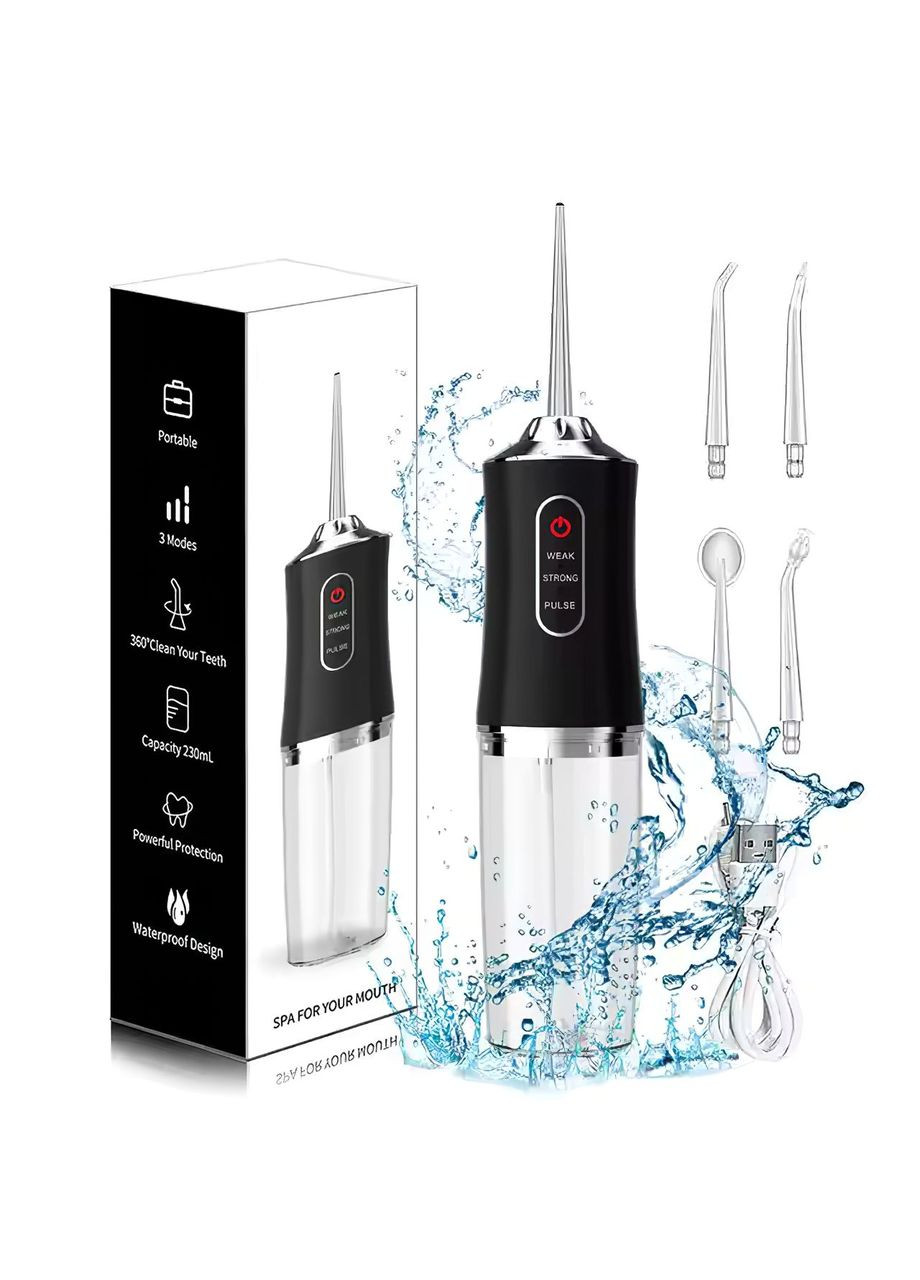 Іригатор для зубів та чищення порожнини рота портативний бездротовий 3 режими 4 насадки (K772) No Brand (360867098)