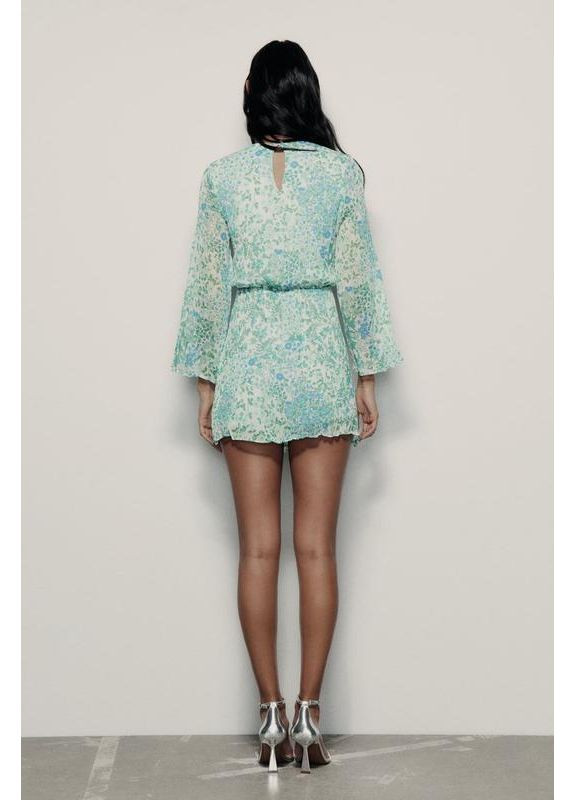 Короткий комбинезон с принтом Zara зелёный