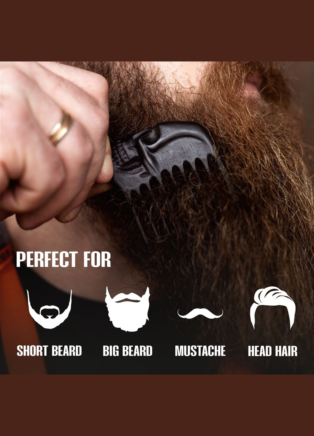 Чоловічий Гребінець для Волосся та Бороди Wood Skull 6,4 х 6,4 х 1см Ручна Робота Дерев'яний Термограб Zamasmel (336550326)