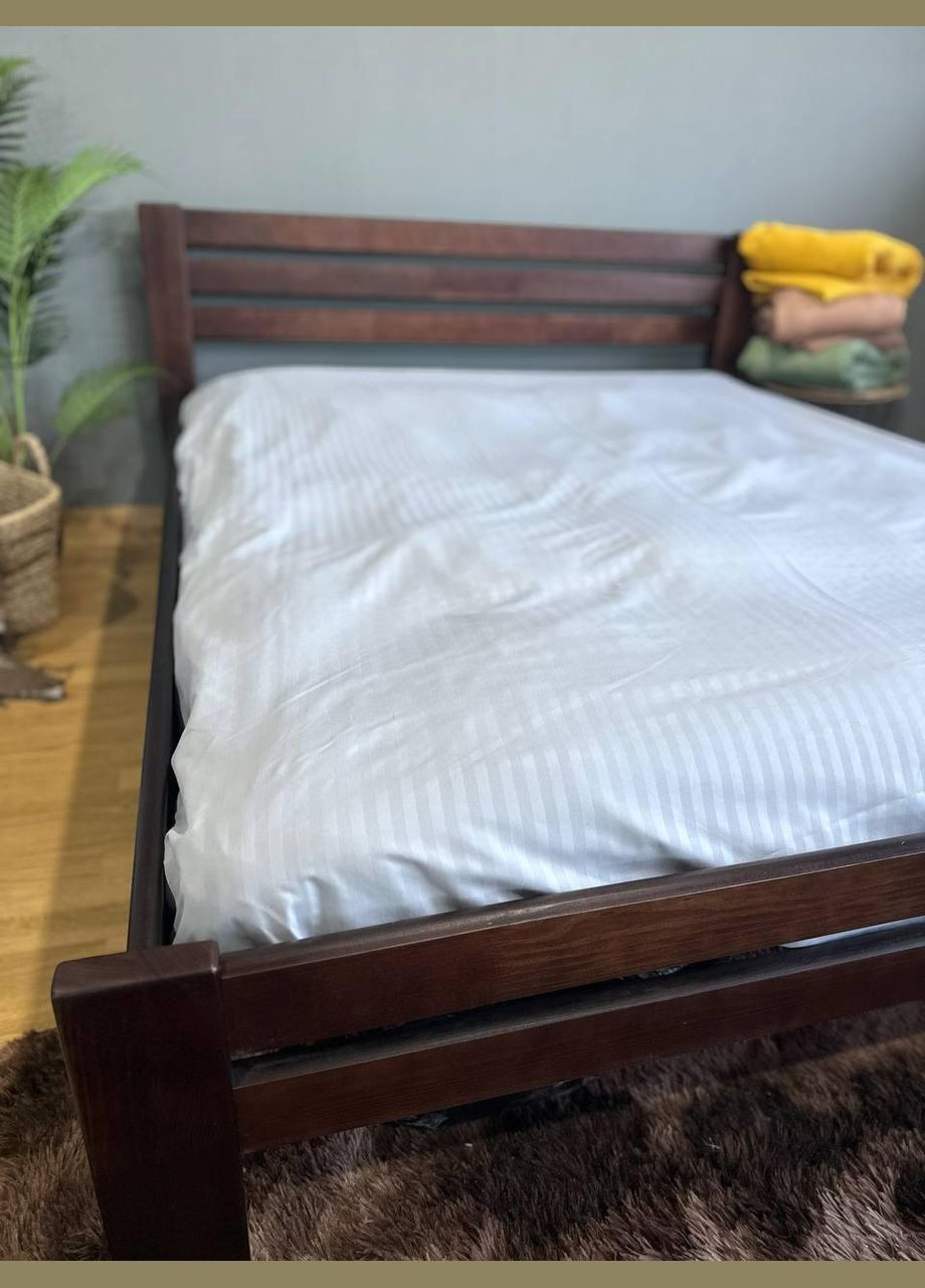 Простирадло полісатин Світло-сірий у Смужку на гумці 180х200х25 см No Brand (317284409)