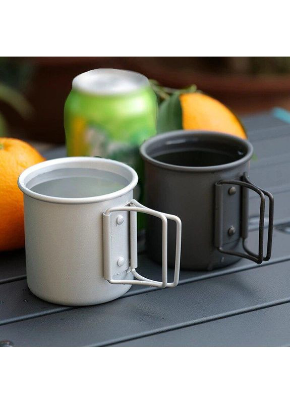 Туристичний кухоль Black 300 мл зі складаними ручками No Brand (365721640)