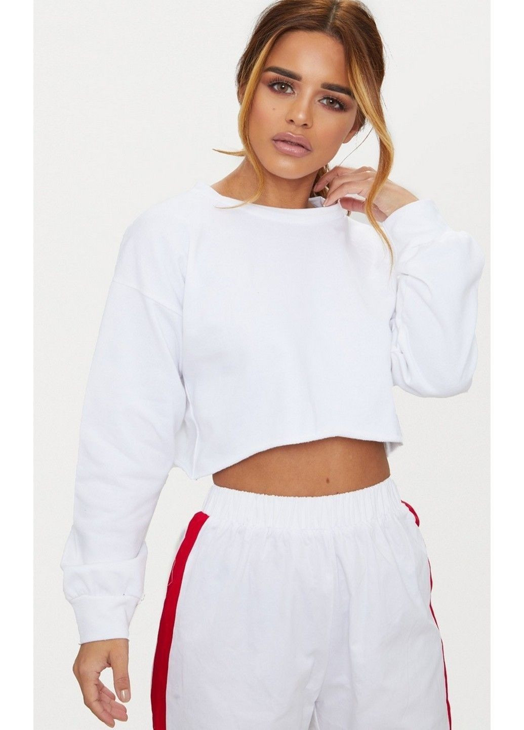 Білий світшот PrettyLittleThing однотонний (343261820)