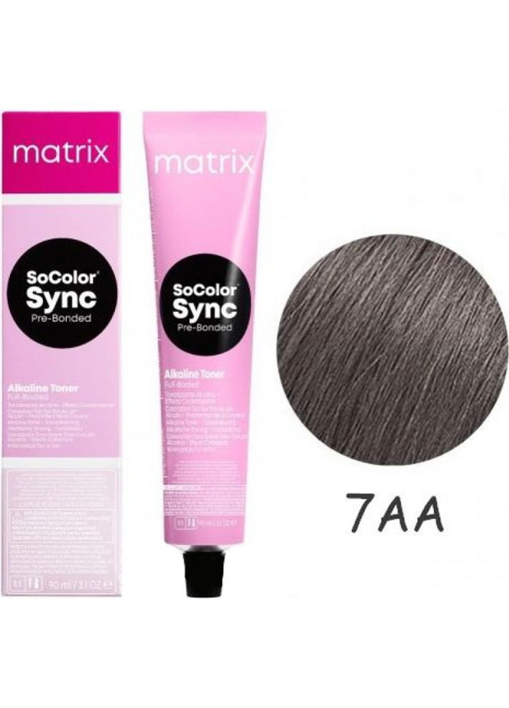 Безаміачний тонер для волосся на кислотній основі SoColor Sync PreBonded 7AA блондин глибокий Matrix (292736112)