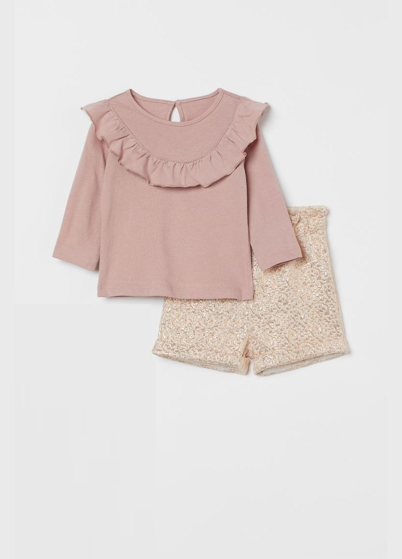 Пудровый летний комплект (блуза, шорты) H&M