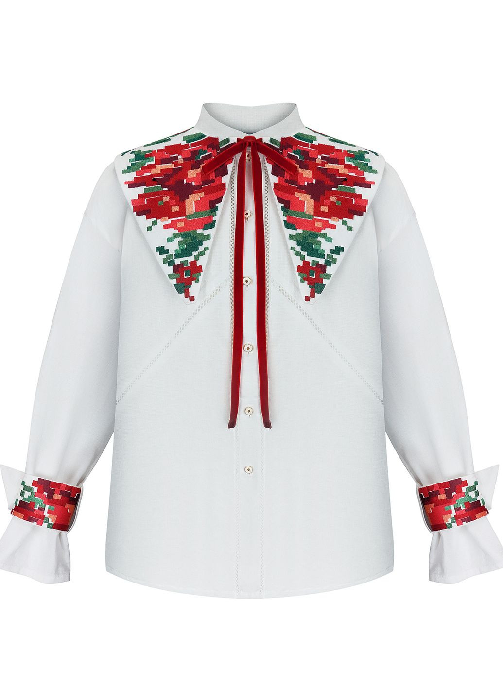 Белая блузка со съемными манжетами, воротничком Едельвіка Блуза жіноча