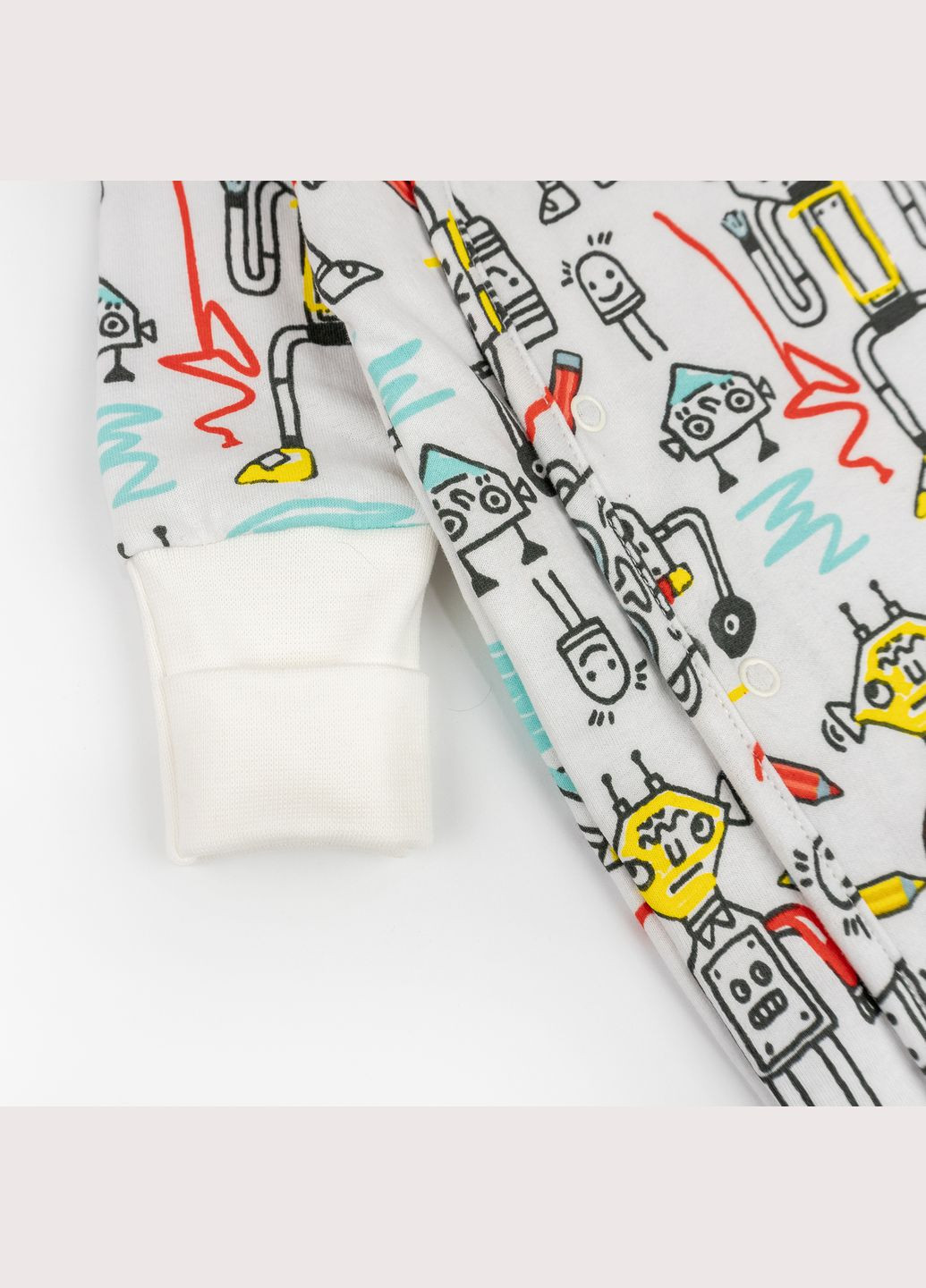 Чоловічок для немовлят з начосом діагональна застібка Robots Білий dexter's (316356257)