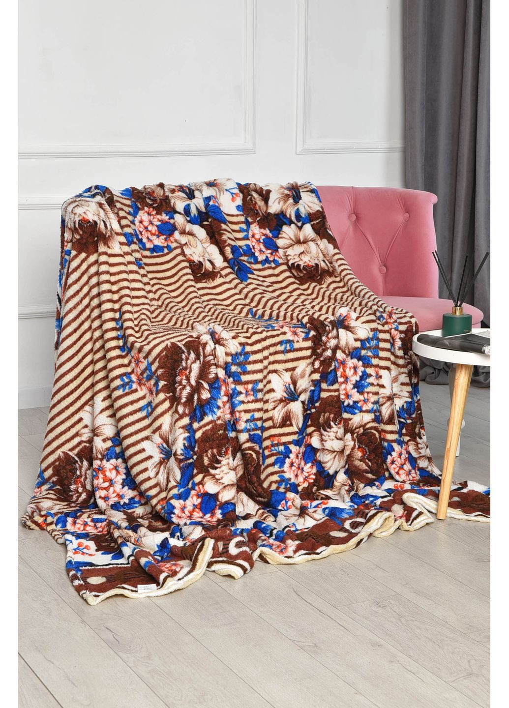 Плед молочного кольору з принтом розмір 200*220 Let's Shop (362413547)