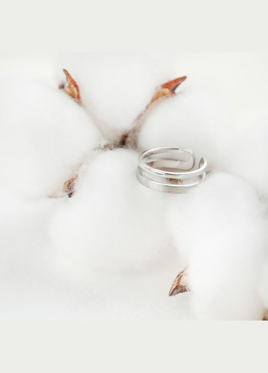 Срібна каблучка фалангова Паралелі дві лінії матова поверхня Каштан (342334710)