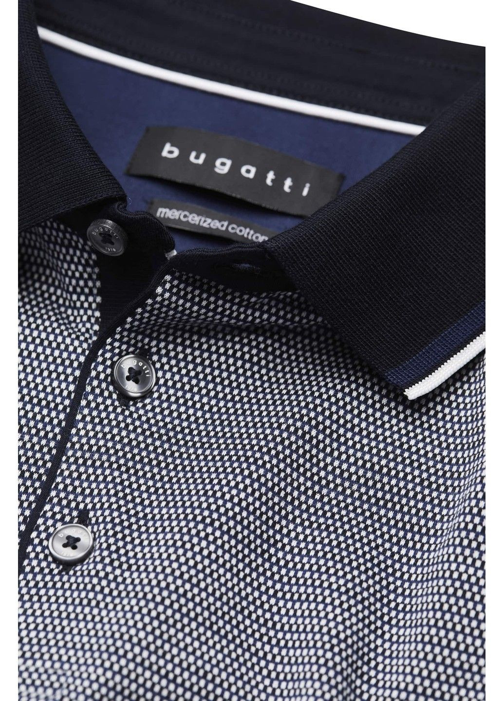 Синяя футболка-мужское поло синий для мужчин Bugatti однотонная