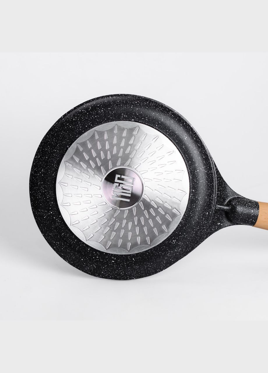 Алюмінієва млинцева сковорода з мармуровим антипригарним покриттям Ø 22 см, товсте дно Black HP-4-427B MGC (306849903)