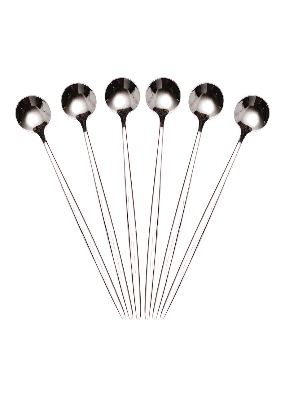 Набір десертних ложок 6 штук нержавіюча сталь 20 см сріблясті для подачі десертів і закусок ProDobro (364193099)