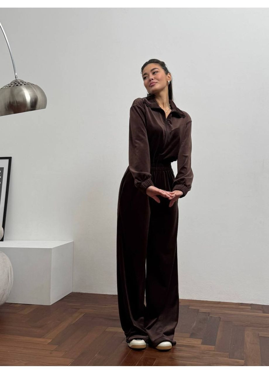 Комбинезон велюровый More_bboutique костюм однотонный коричневый