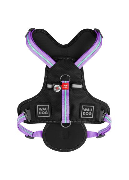Шлей для собак Nylon безопасен с QR паспортом L фиолетовый (52509) WAUDOG Nylon безпечна з QR паспортом L фіолетова (366487333)