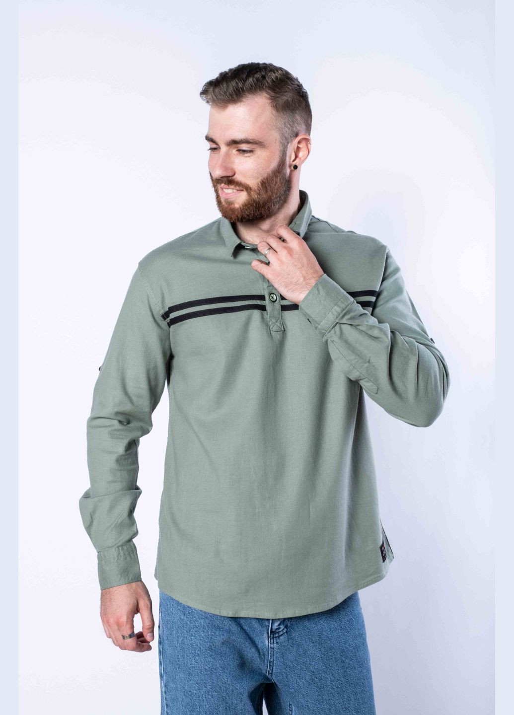 Сорочка з довгими рукавами в смужку (Оливковий) Time of Style (322069051)