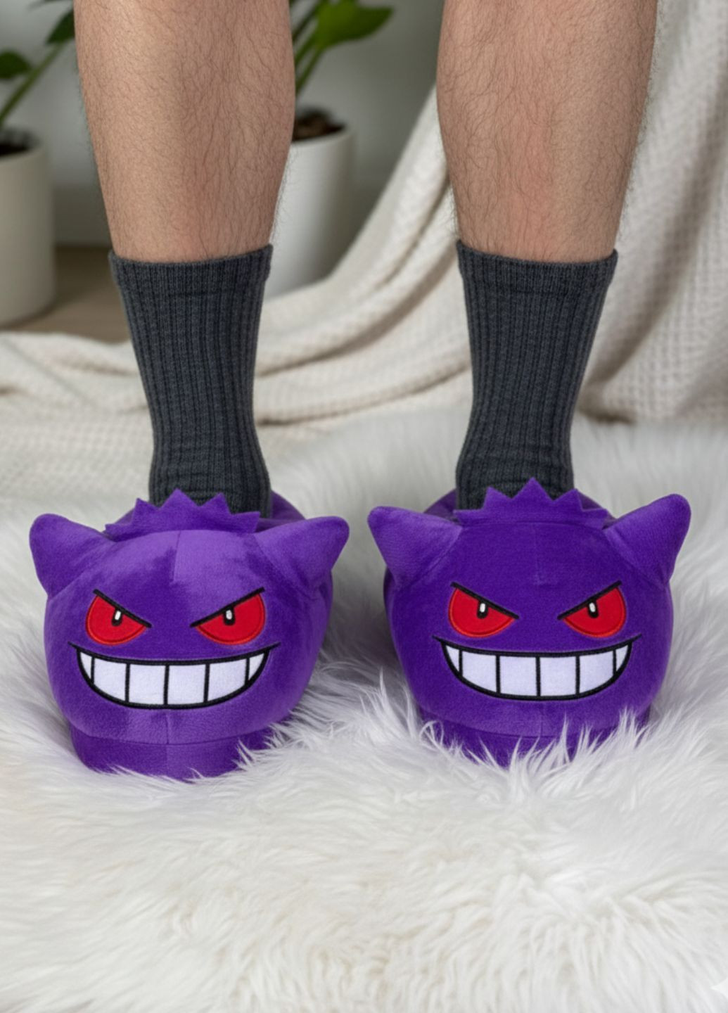 Фиолетовые домашние тапочки мужские покемон генгар My Kigu