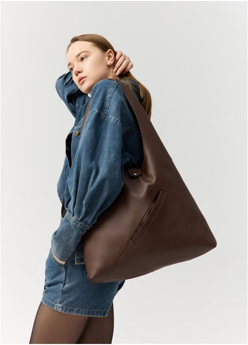 Женская сумка Хобо со съемным кошельком Шоколадная (752040835) Sambag (360965539)