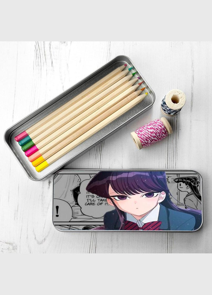 Пенал шкільний для хлопчика та дівчинки металевий У Комі сан проблеми зі спілкуванням #005 7*18 см Silver No Brand (309155000)