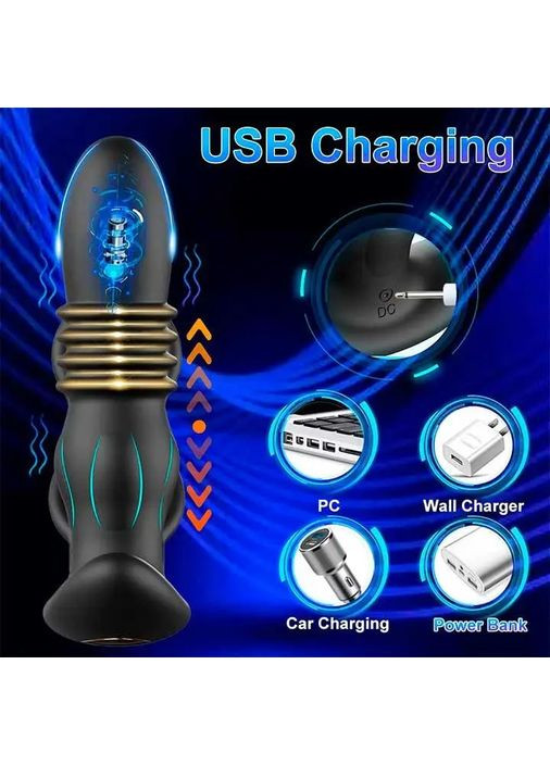 Смарт анальний вібратор, масажер простати з ерекційними кільцями на пініс і поступальними рухами No Brand (368892687)